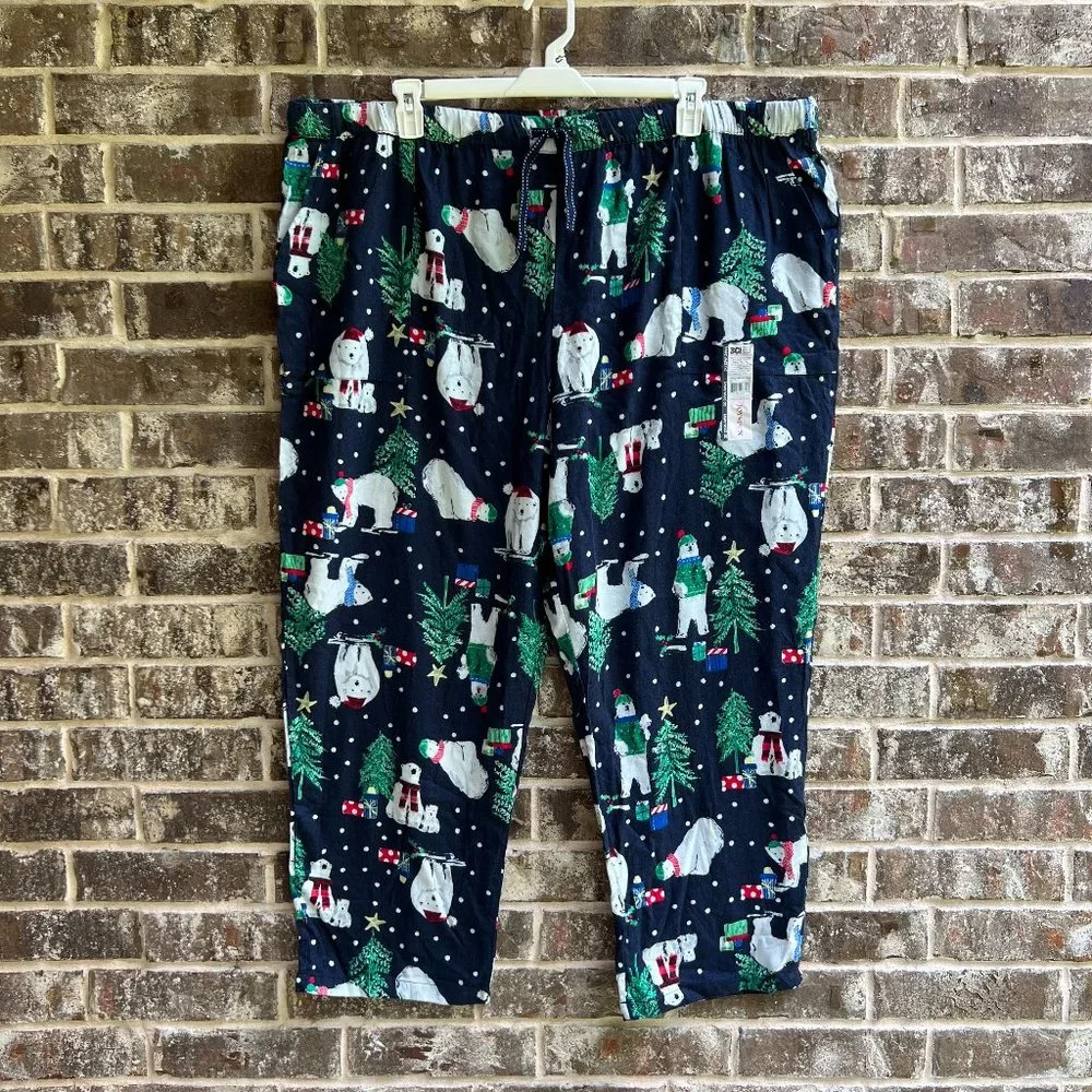 JOYSPUN Womens Christmas Flannel Lounge Pants Polar Bears Print Size 3X NEW